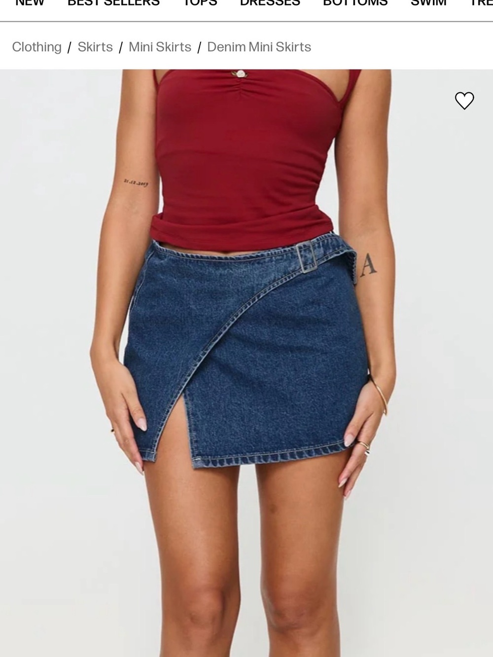 Princess Polly Denim Wrap Mini Skirt